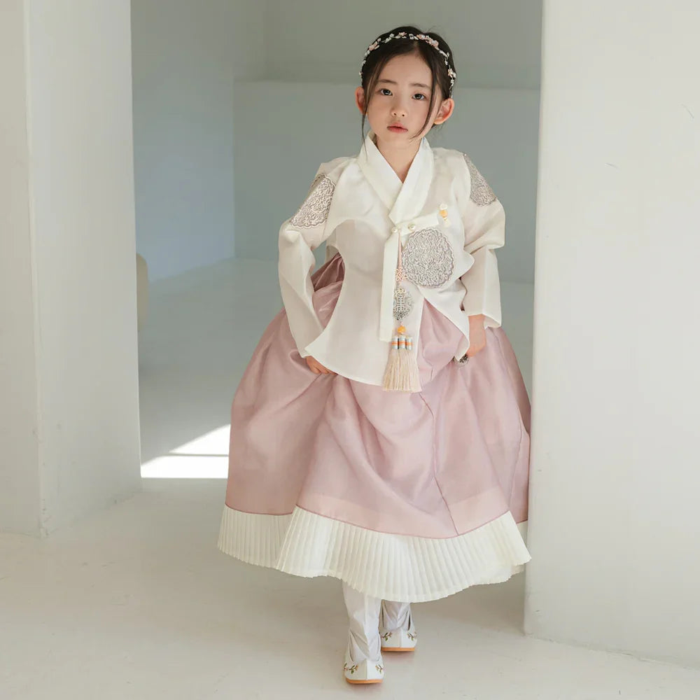 Sungbin Pleated Pink Girl Hanbok (100D-10YR) - Native Korean
