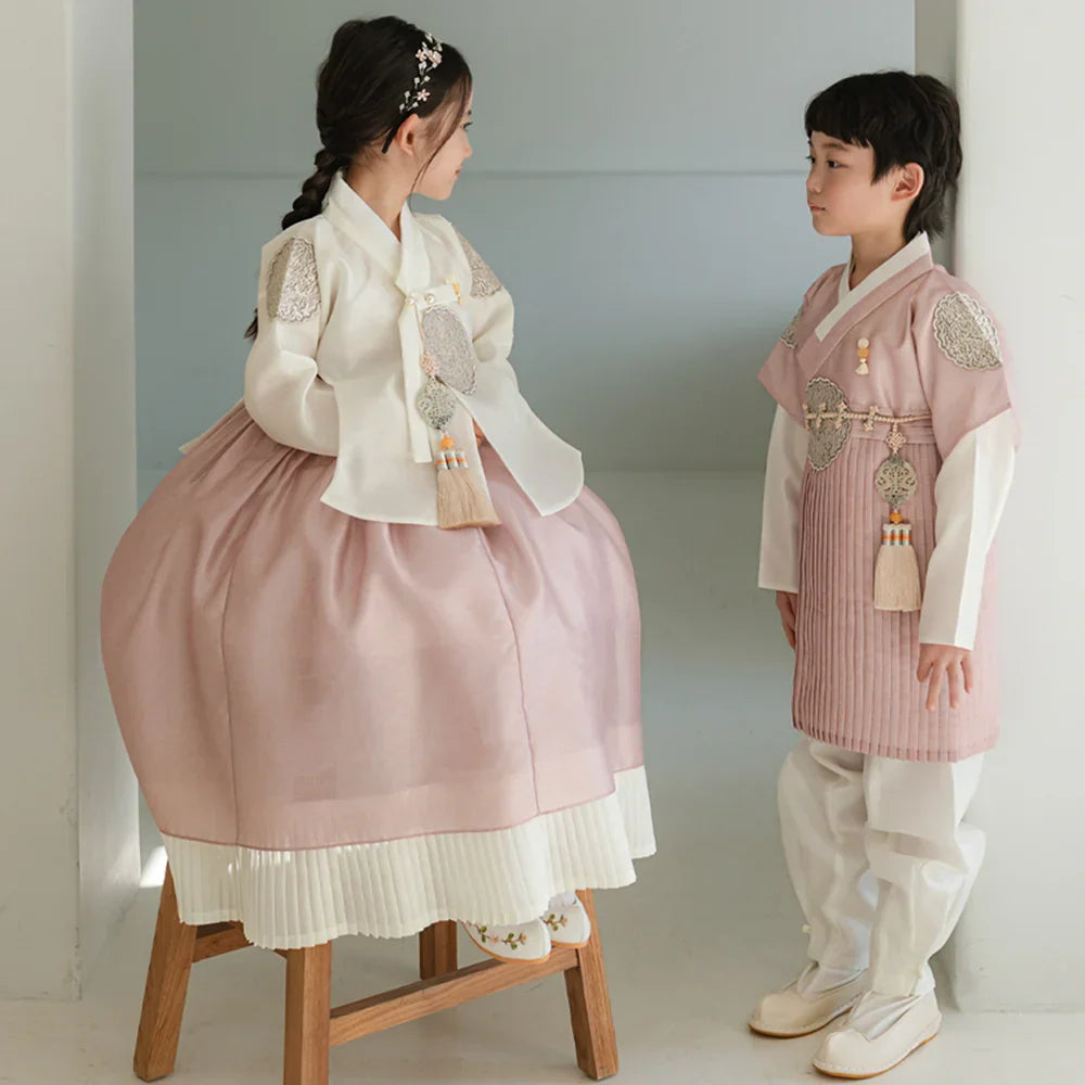 Sungbin Pleated Pink Girl Hanbok (100D-10YR) - Native Korean