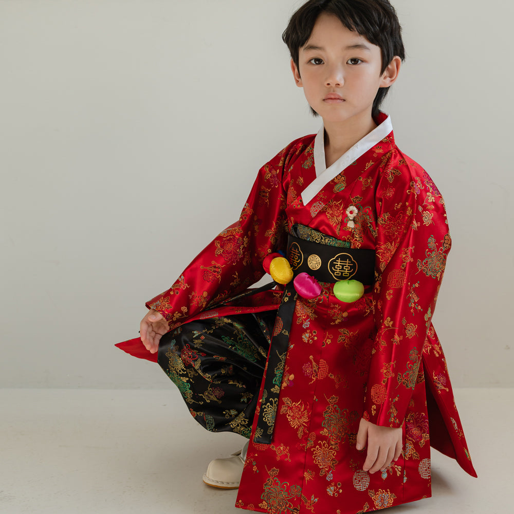 Hae Red Outer Boy Hanbok (1-8YR)