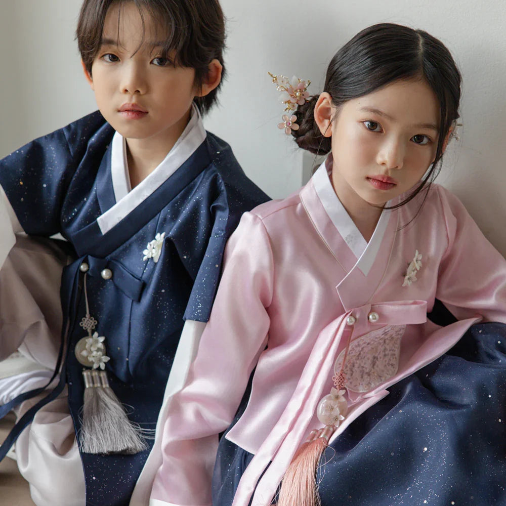 Pearl Navy Girl Hanbok (1-12YR) - Native Korean