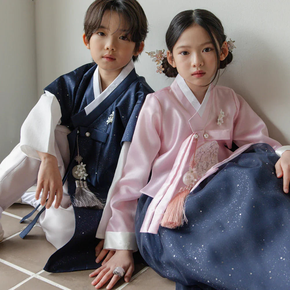 Pearl Navy Girl Hanbok (1-12YR) - Native Korean