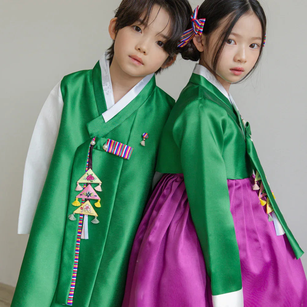 Dongjoon Saekdong Green Boy Hanbok (1-12YR) - Native Korean