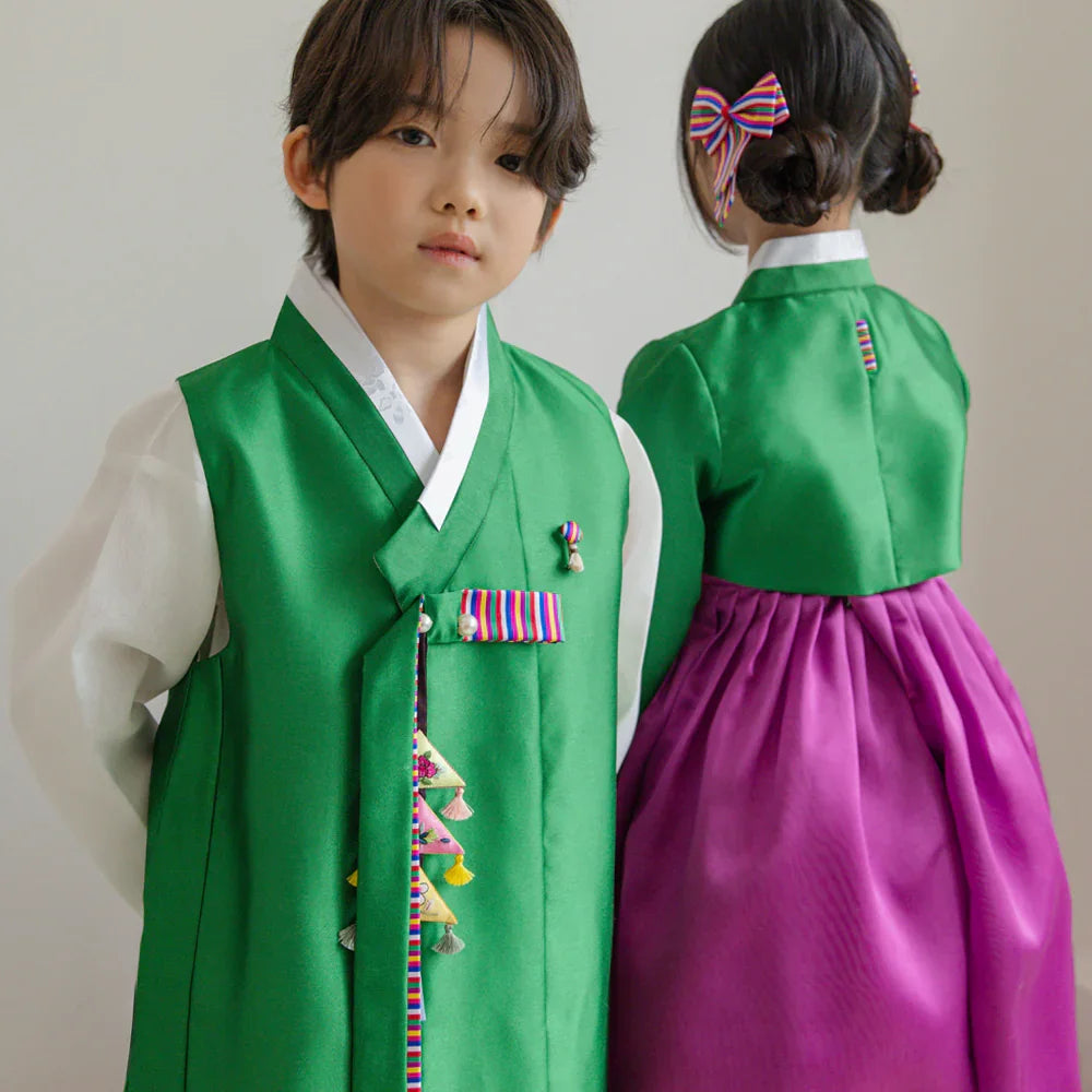 Dongwha Green Purple Girl Hanbok (1-12YR)