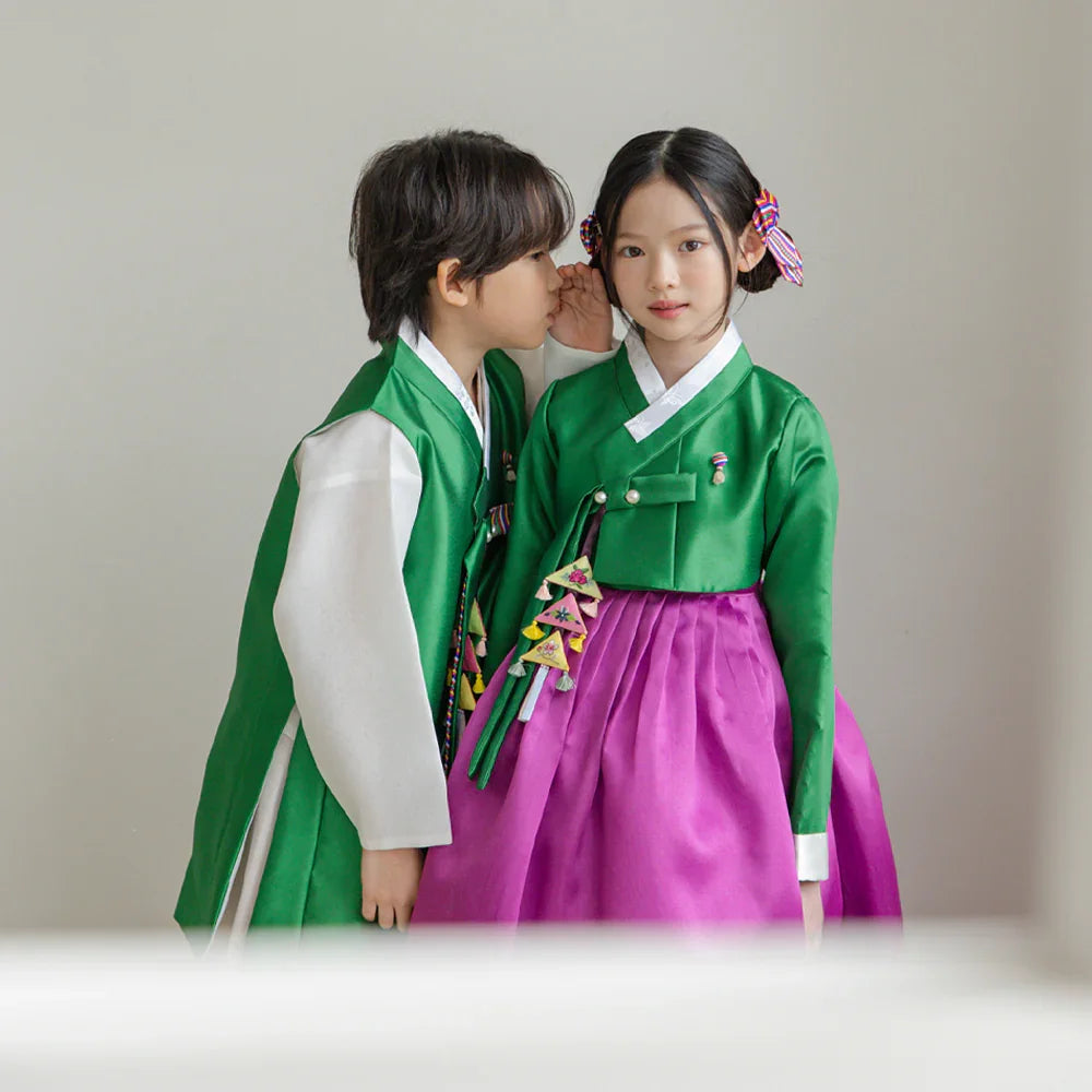 Dongwha Green Purple Girl Hanbok (1-12YR)