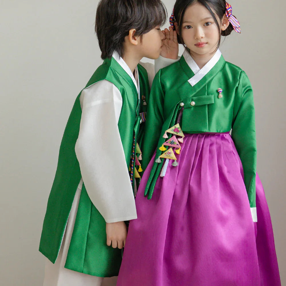 Dongwha Green Purple Girl Hanbok (1-12YR)