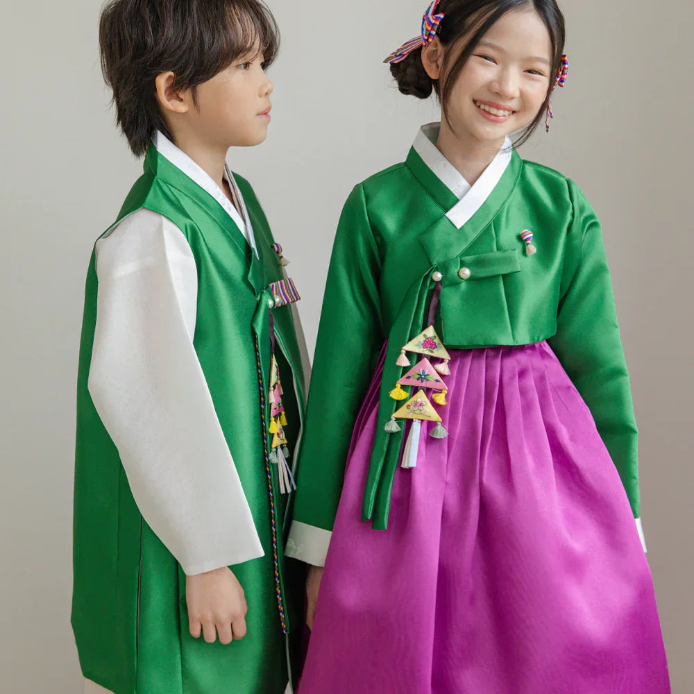Dongwha Green Purple Girl Hanbok (1-12YR)