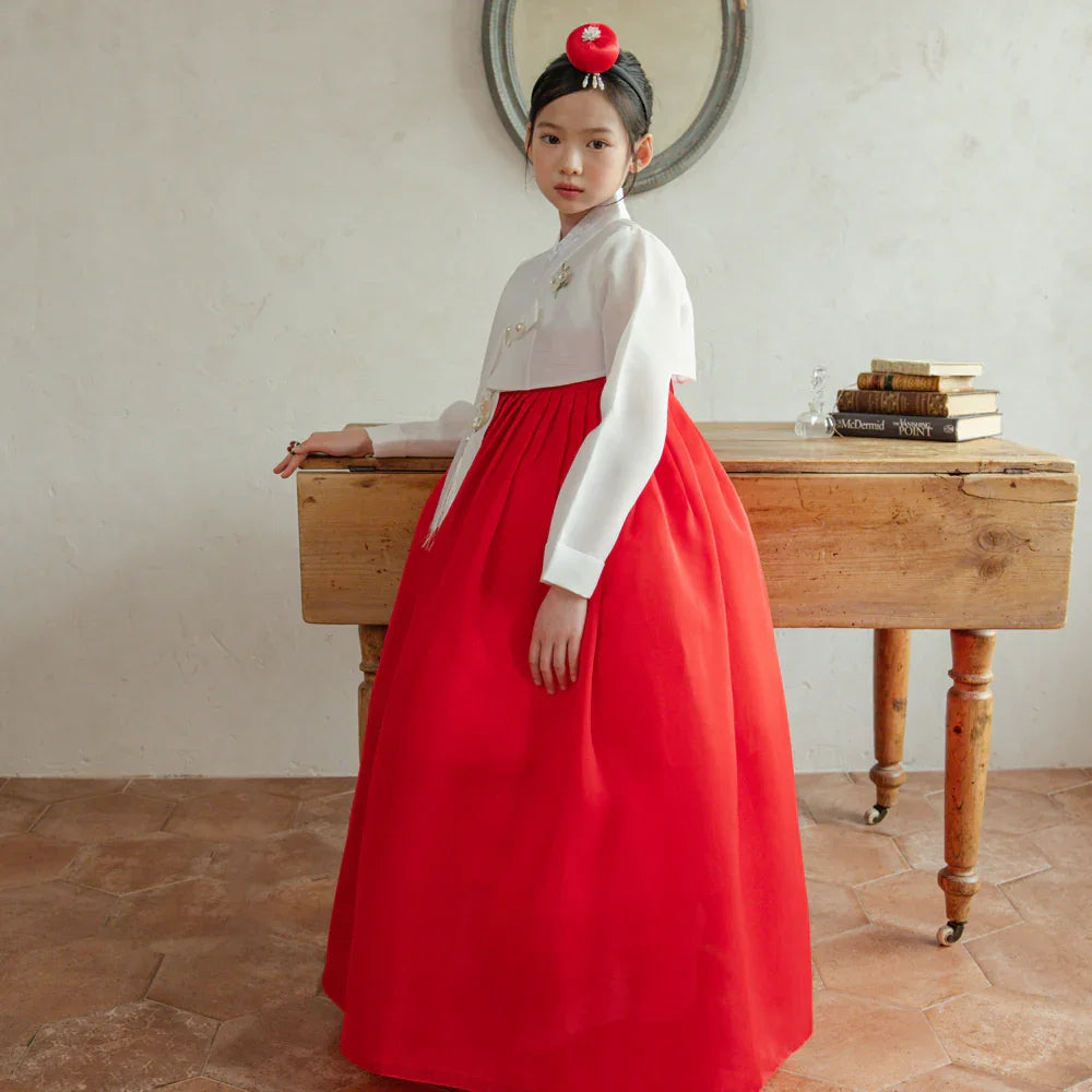 Blossom Red Girl Hanbok (1-10YR) - Native Korean