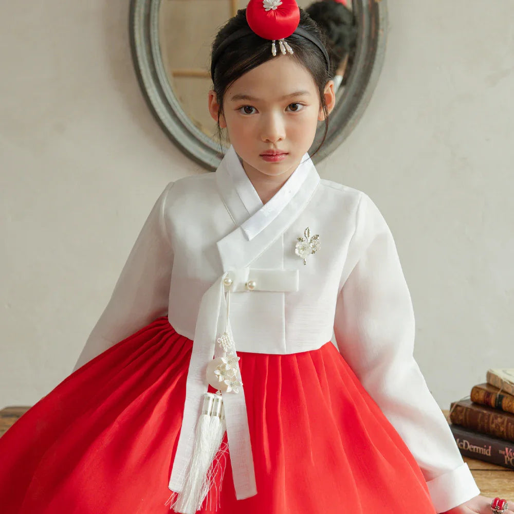 Blossom Red Girl Hanbok (1-10YR) - Native Korean