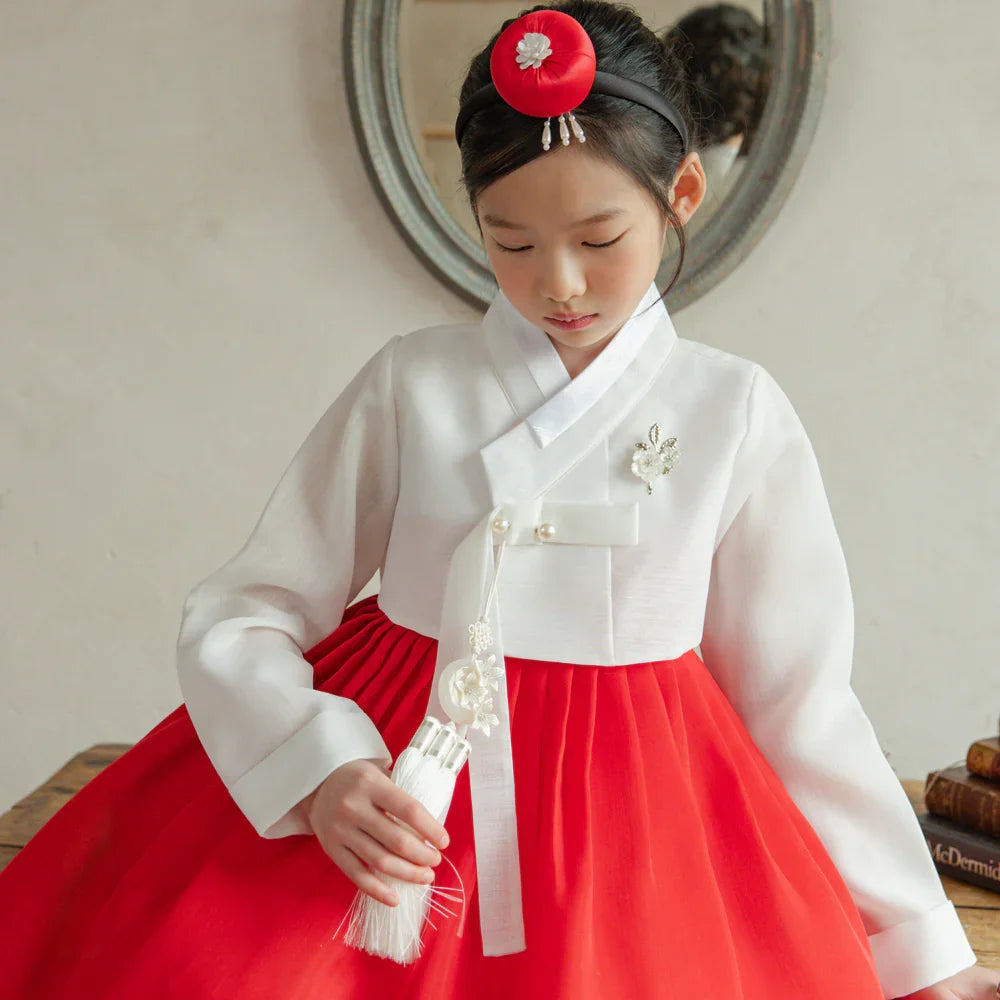 Blossom Red Girl Hanbok (1-10YR) - Native Korean