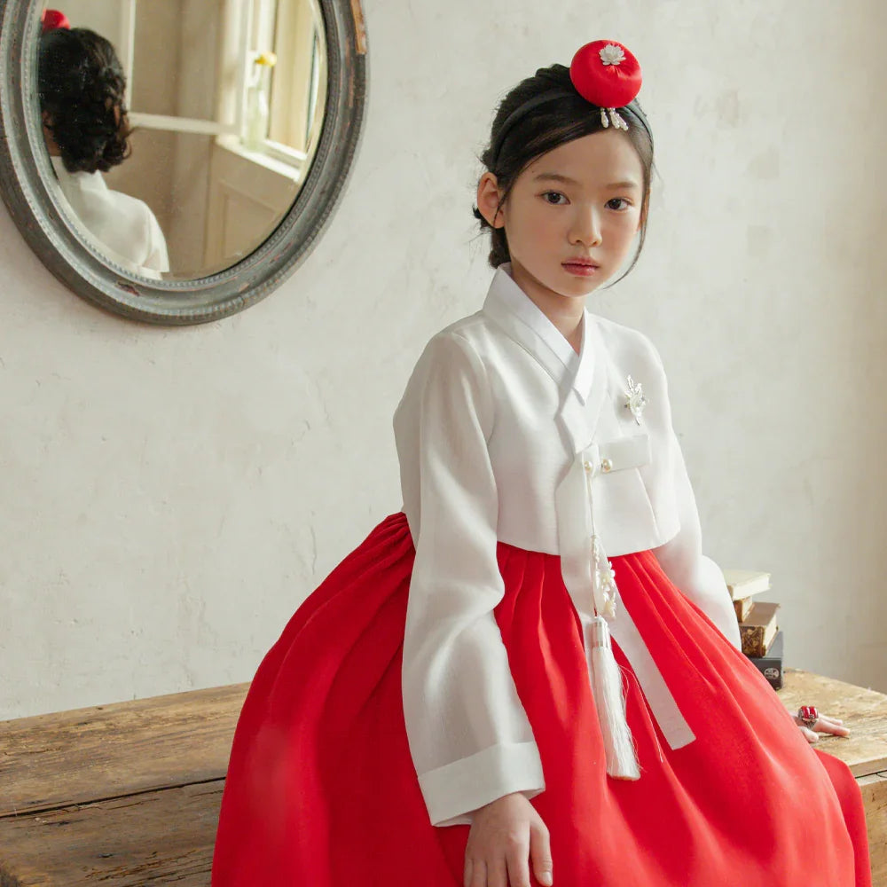 Blossom Red Girl Hanbok (1-10YR) - Native Korean