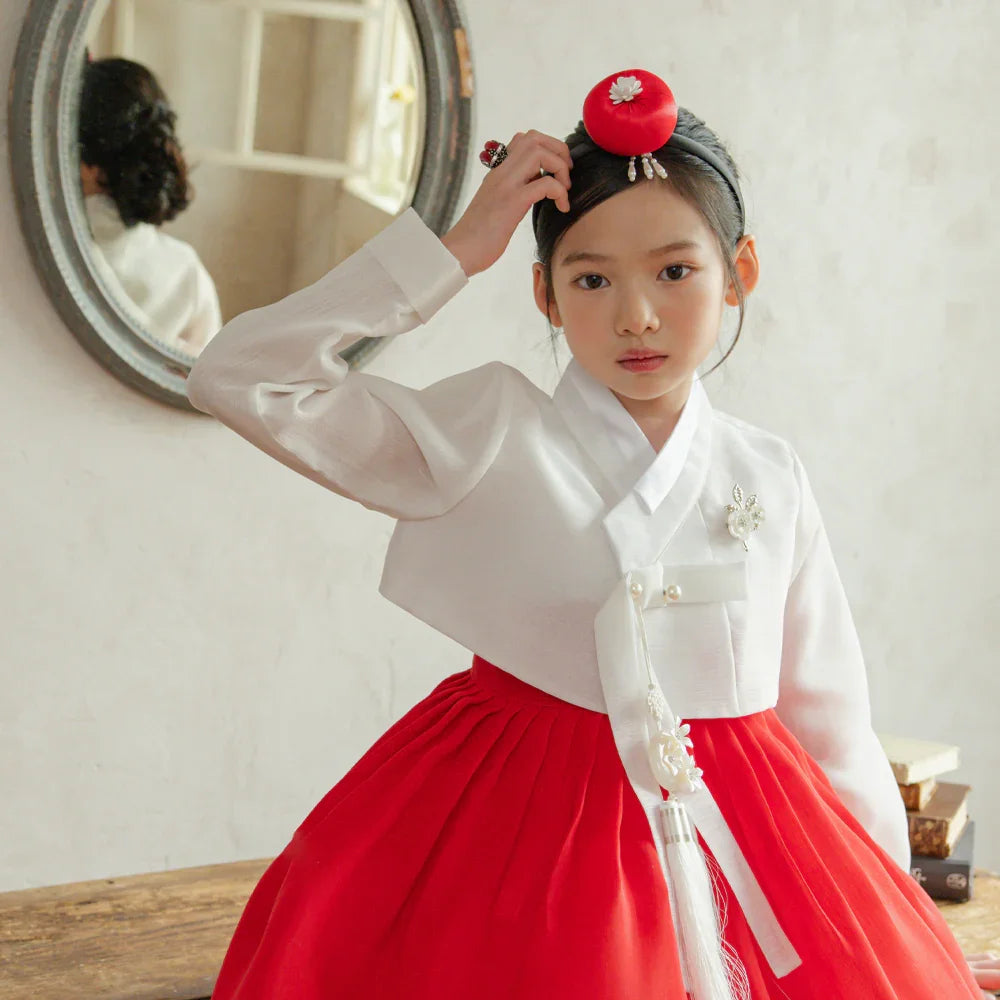 Blossom Red Girl Hanbok (1-10YR) - Native Korean