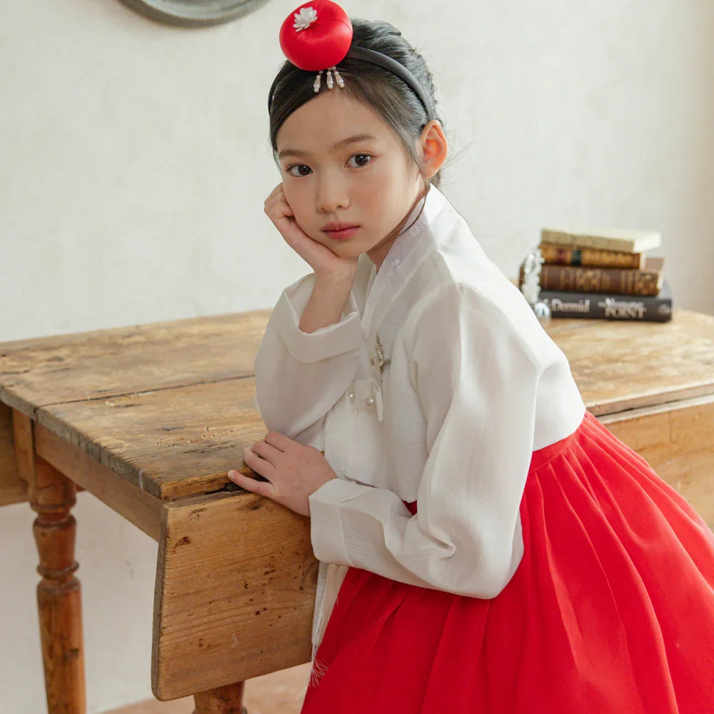 Blossom Red Girl Hanbok (1-10YR) - Native Korean