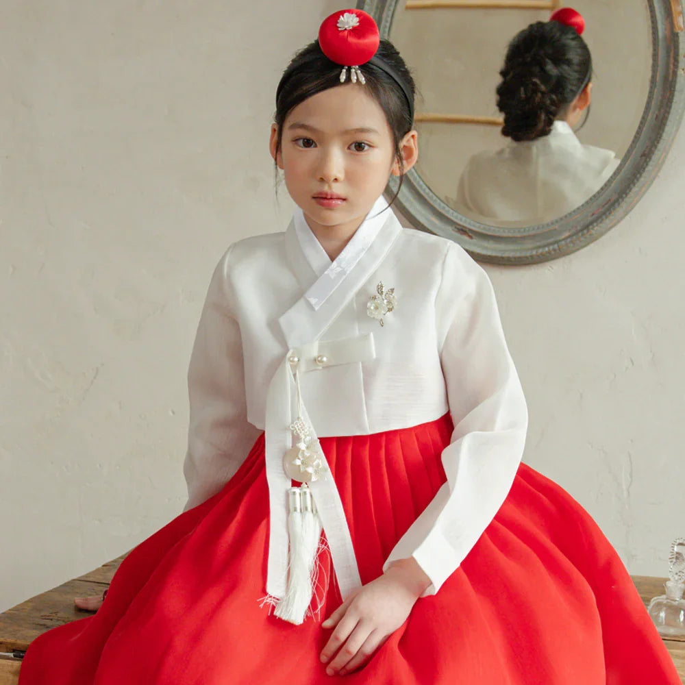 Blossom Red Girl Hanbok (1-10YR) - Native Korean