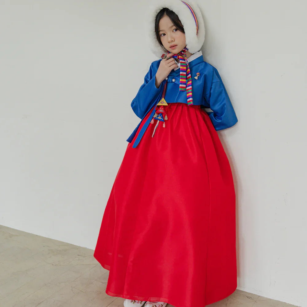 Yumin Blue Red Girl Hanbok (100D-15YR) - Native Korean