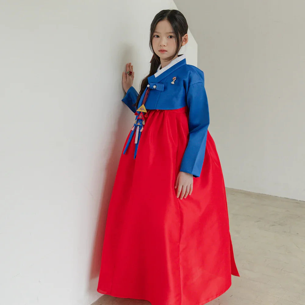 Yumin Blue Red Girl Hanbok (100D-15YR) - Native Korean