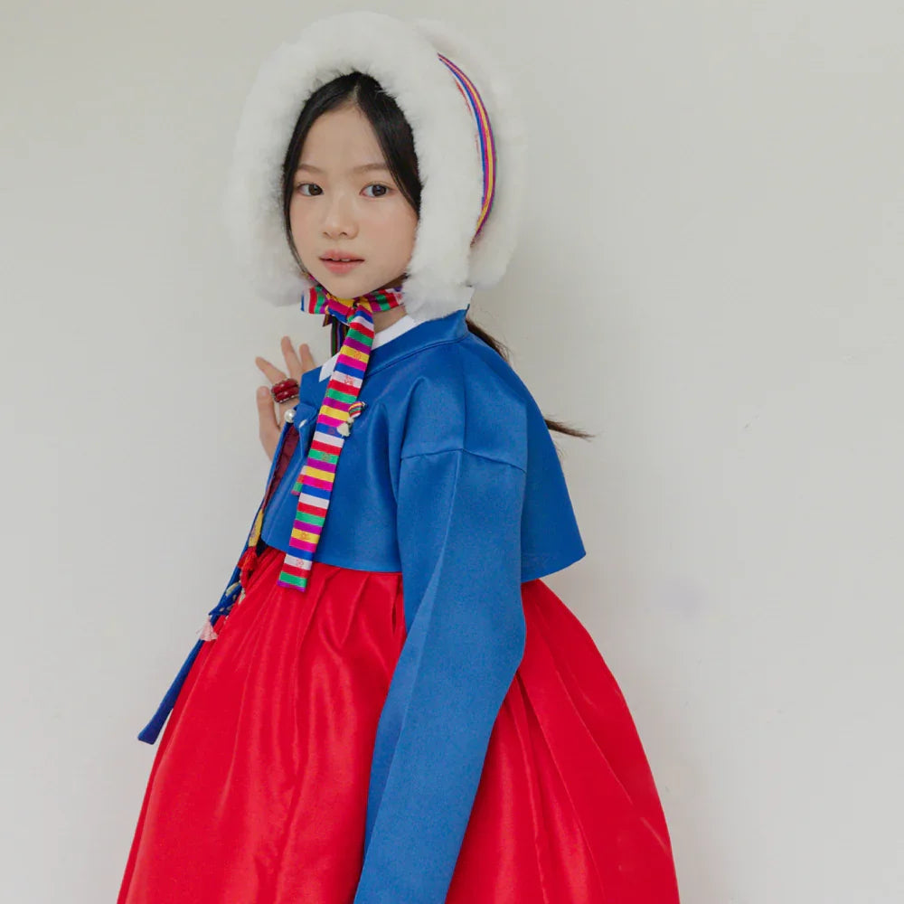 Yumin Blue Red Girl Hanbok (100D-15YR) - Native Korean