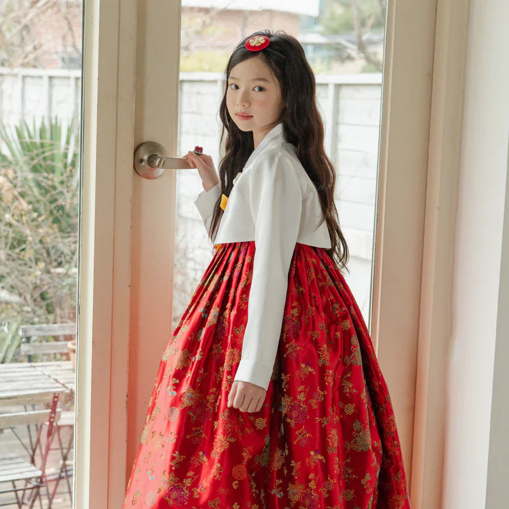 Hae Red Girl Hanbok (1-12YR) - Native Korean