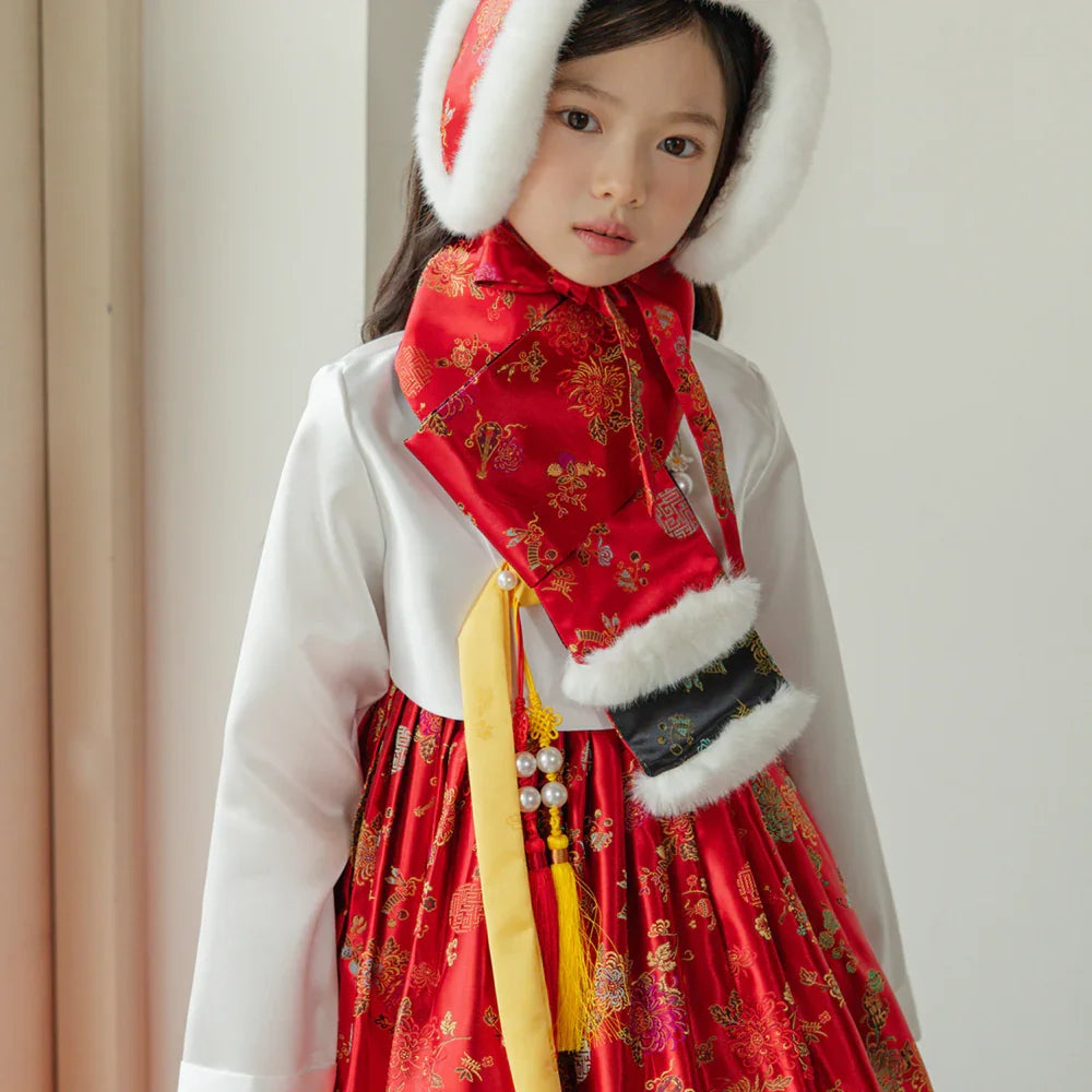 Hae Red Girl Hanbok (1-12YR) - Native Korean