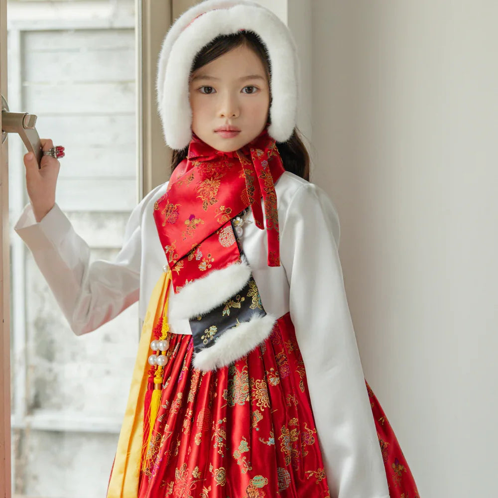 Hae Red Girl Hanbok (1-12YR) - Native Korean