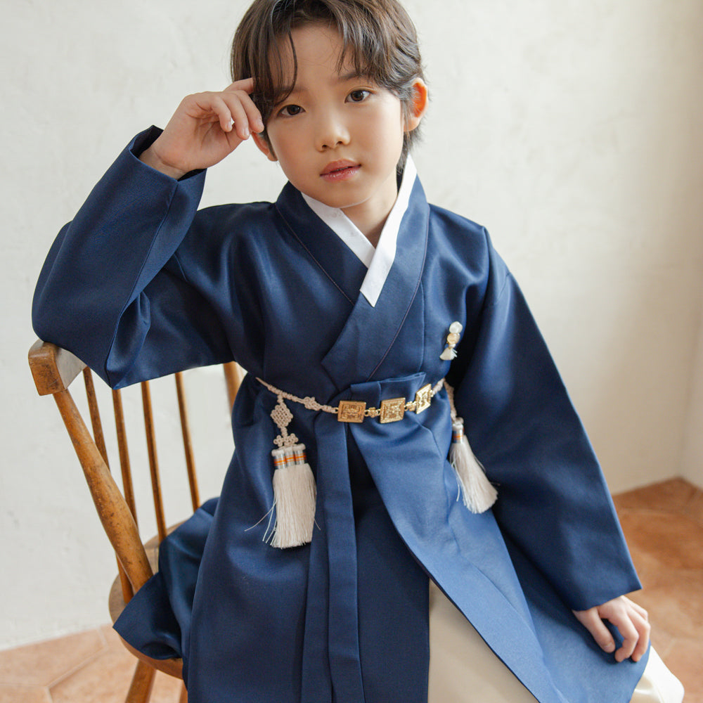 Jeongjin Navy Beige Boy Hanbok (100D-10YR)