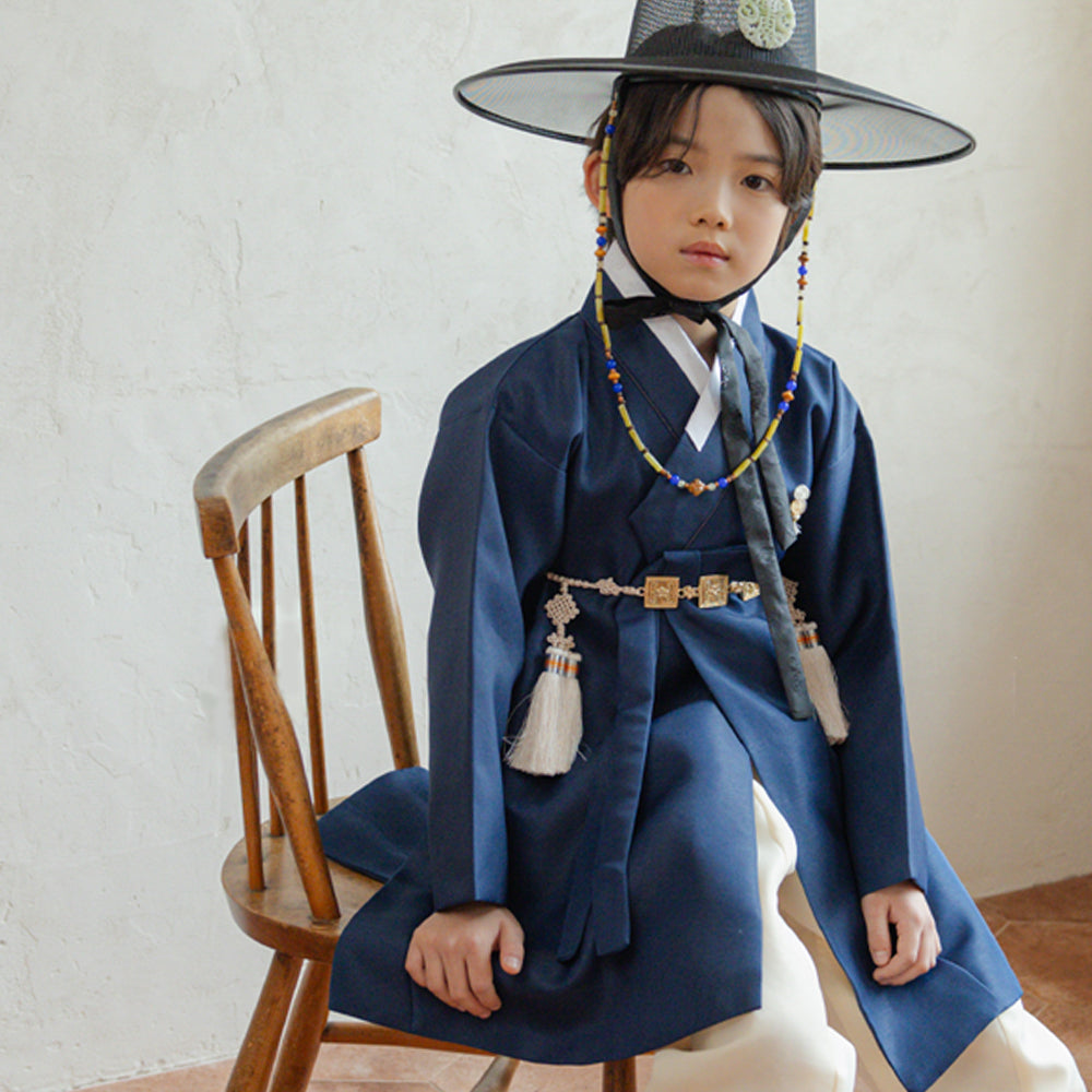 Jeongjin Navy Beige Boy Hanbok (100D-10YR)