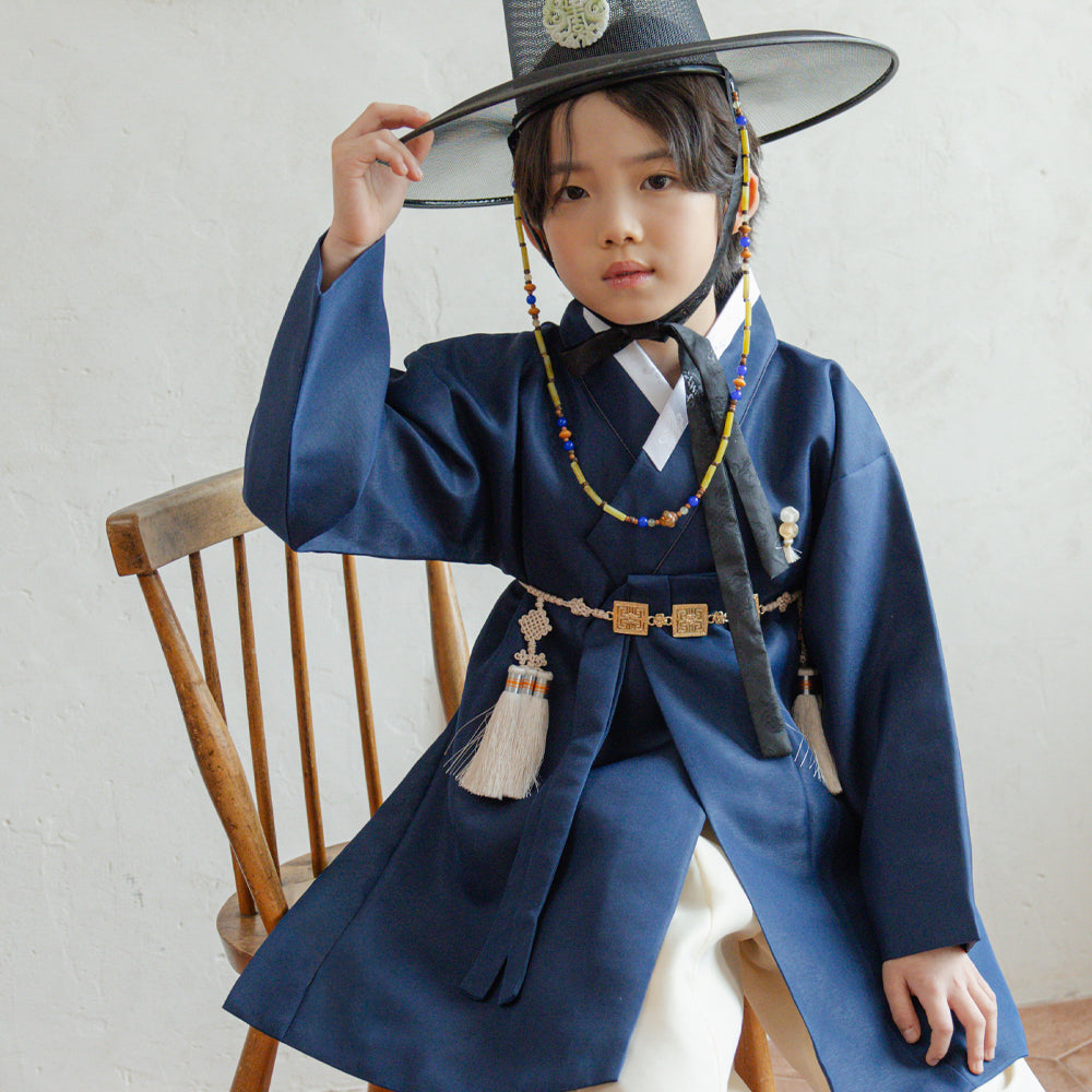 Jeongjin Navy Beige Boy Hanbok (100D-10YR)