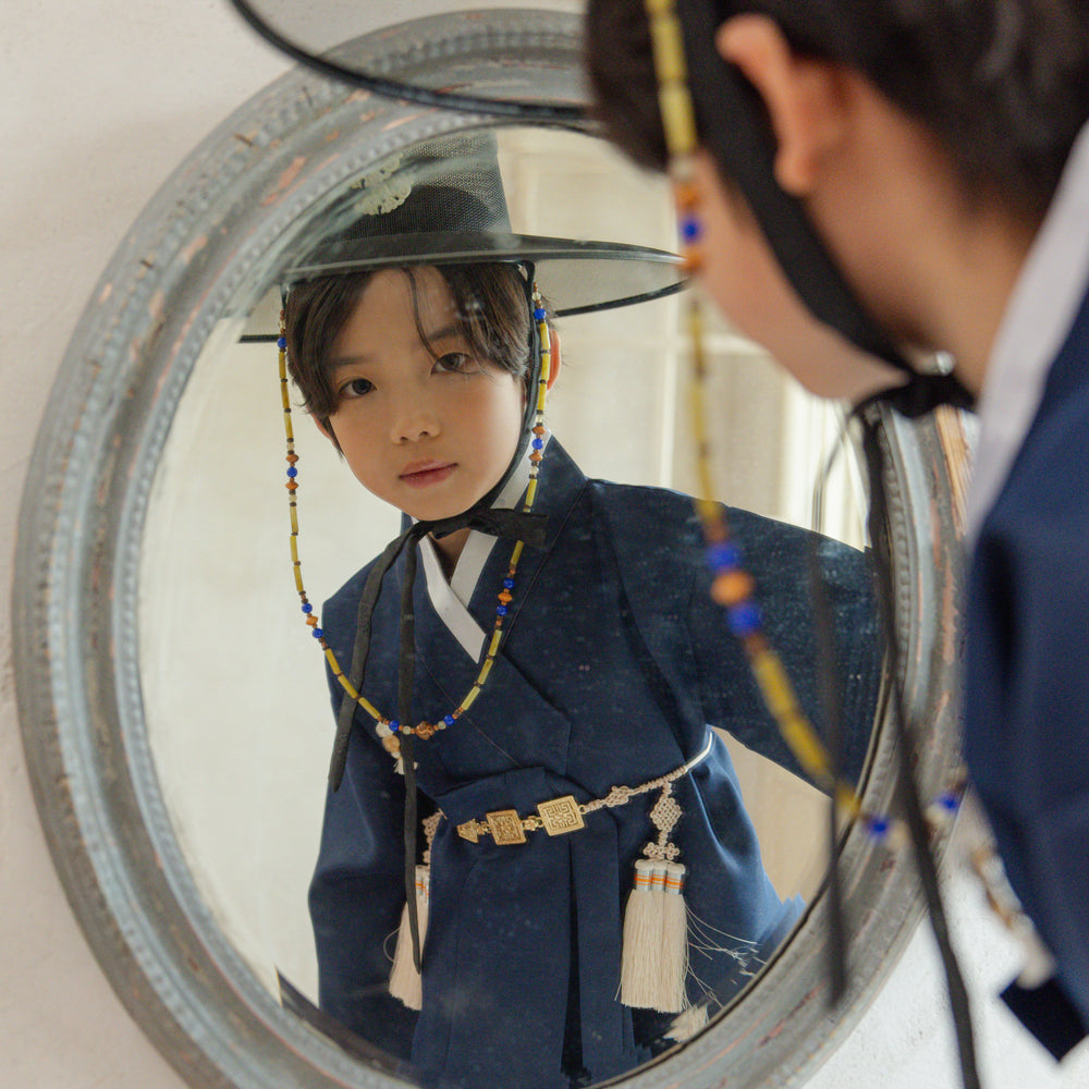 Jeongjin Navy Beige Boy Hanbok (100D-10YR)