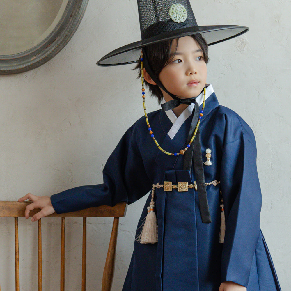 Jeongjin Navy Beige Boy Hanbok (100D-10YR)