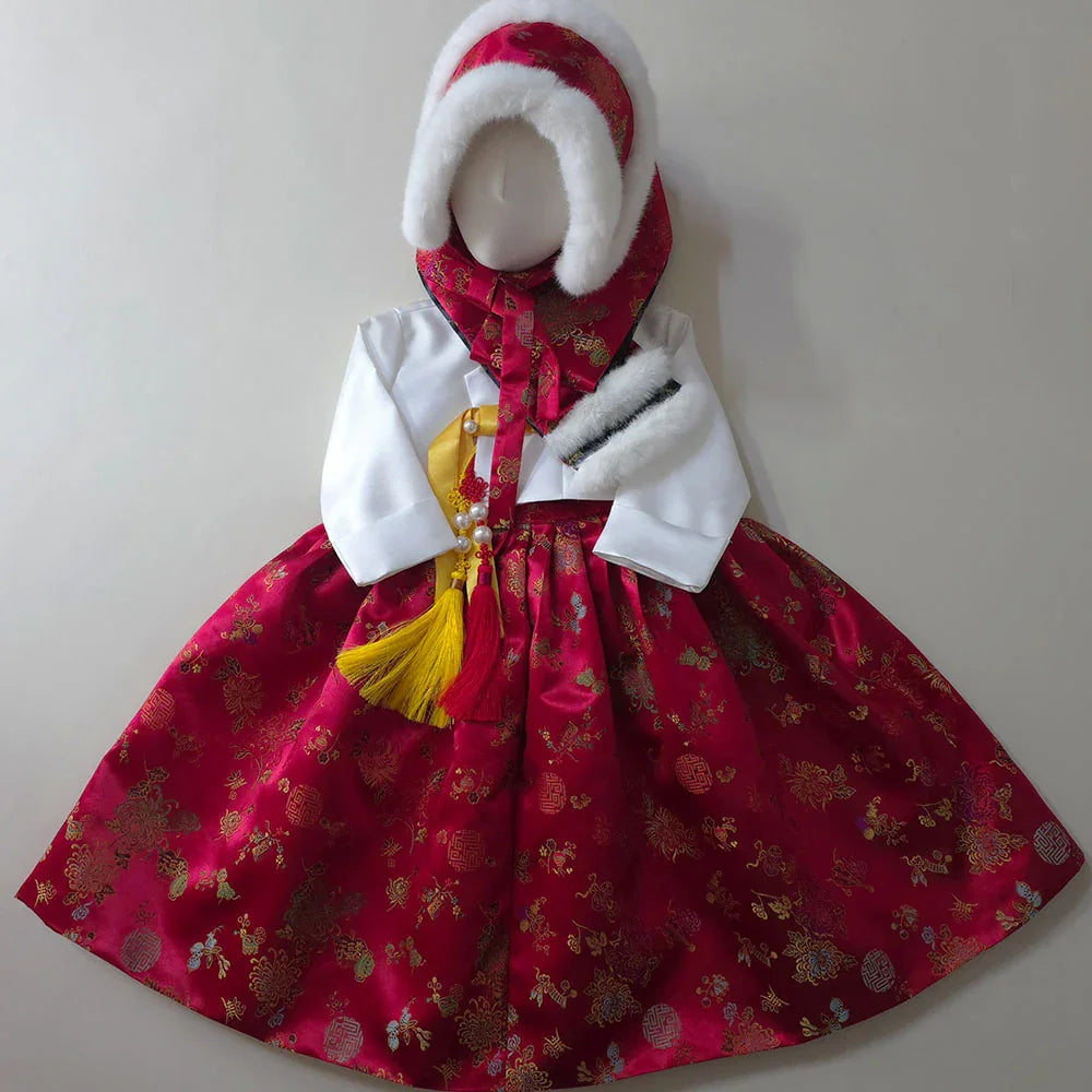 Hae Red Girl Hanbok (1-12YR) - Native Korean