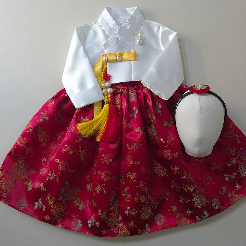 Hae Red Girl Hanbok (1-12YR) - Native Korean