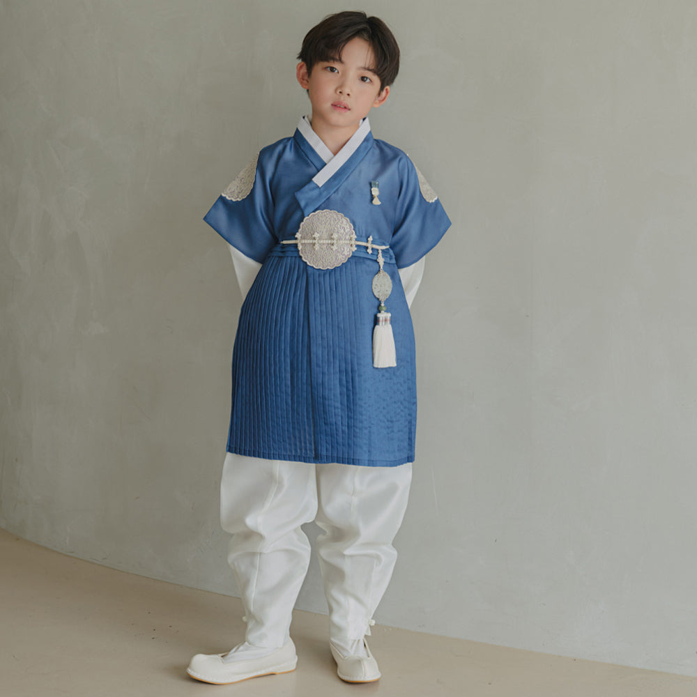 Sungkoon Pleated Blue Boy Hanbok (100D-10YR)