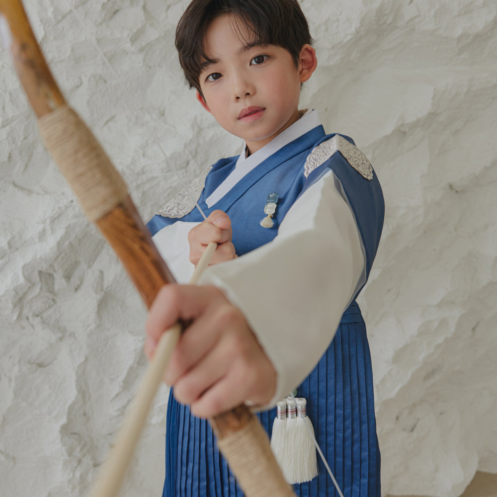 Sungkoon Pleated Blue Boy Hanbok (100D-10YR)