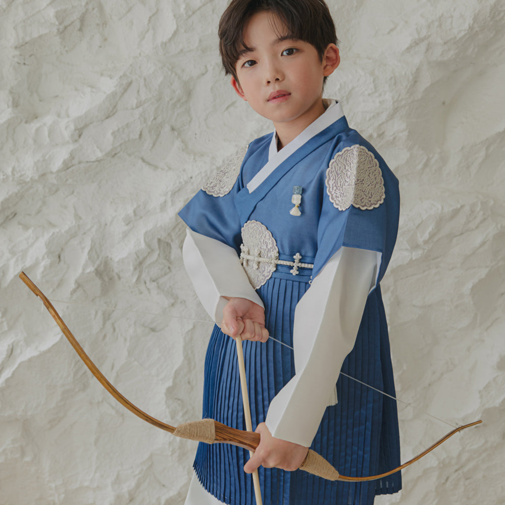 Sungkoon Pleated Blue Boy Hanbok (100D-10YR)