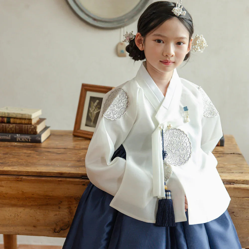 Sungbin Pleated Navy Girl Hanbok (100D-10YR) - Native Korean