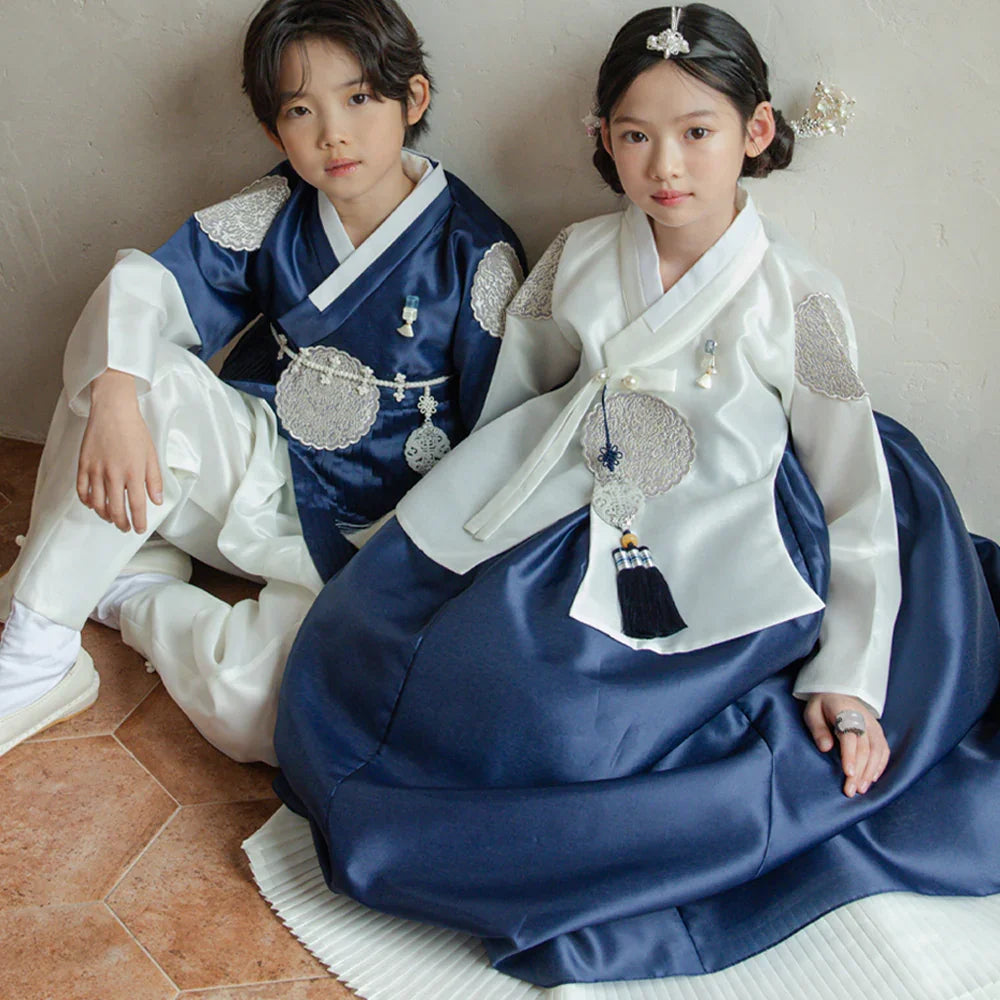 Sungbin Pleated Navy Girl Hanbok (100D-10YR) - Native Korean