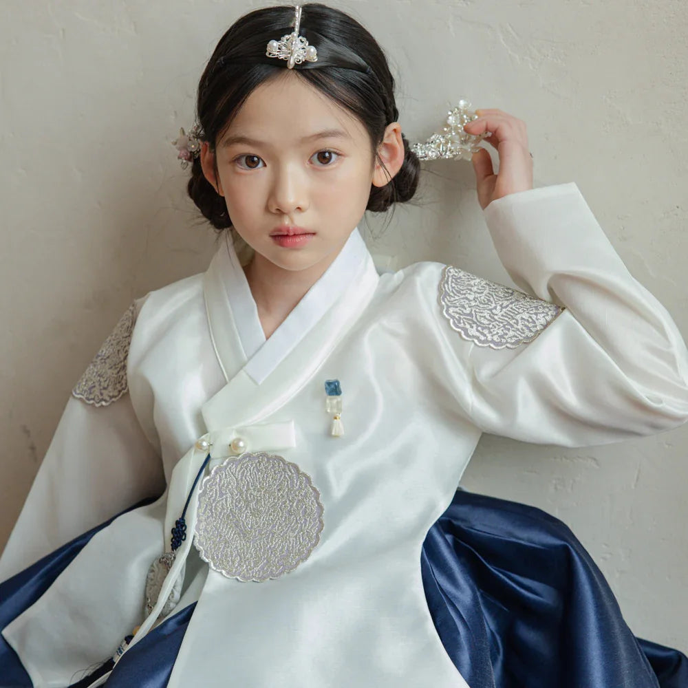 Sungbin Pleated Navy Girl Hanbok (100D-10YR) - Native Korean