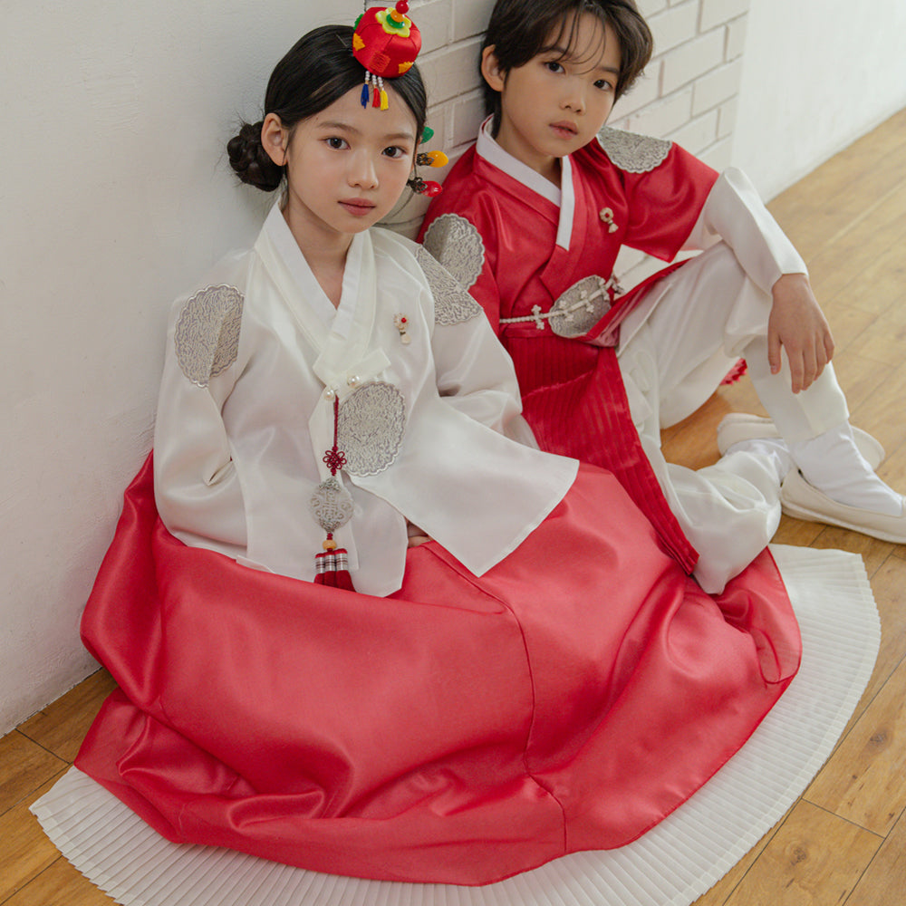 Sungkoon Pleated Red Boy Hanbok (100D-10YR)
