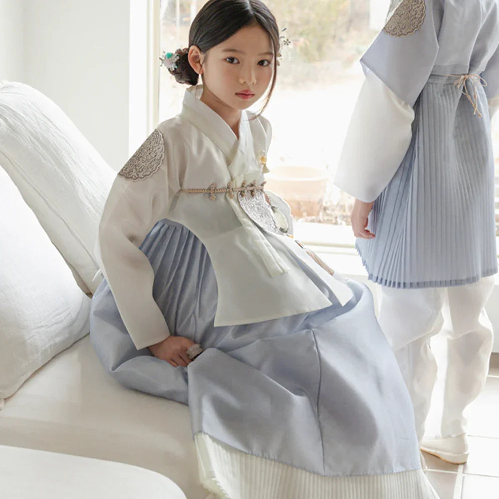 Sungbin Pleated Sky Girl Hanbok (100D-10YR) - Native Korean