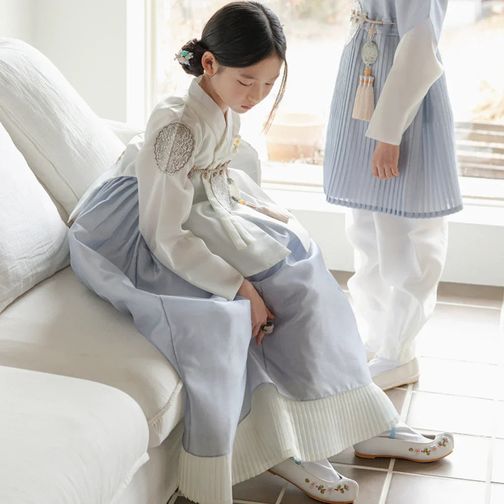 Sungbin Pleated Sky Girl Hanbok (100D-10YR) - Native Korean