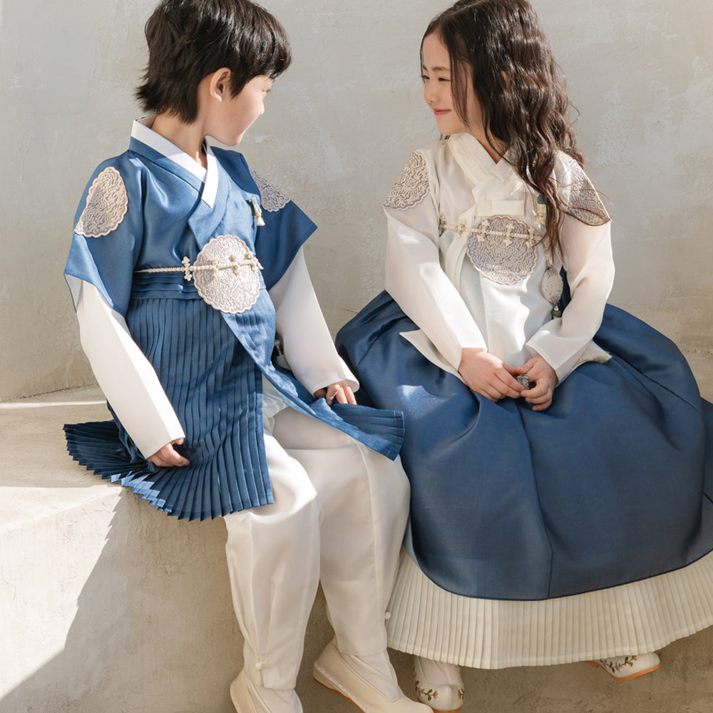 Sungbin Pleated Blue Girl Hanbok (100D-10YR)