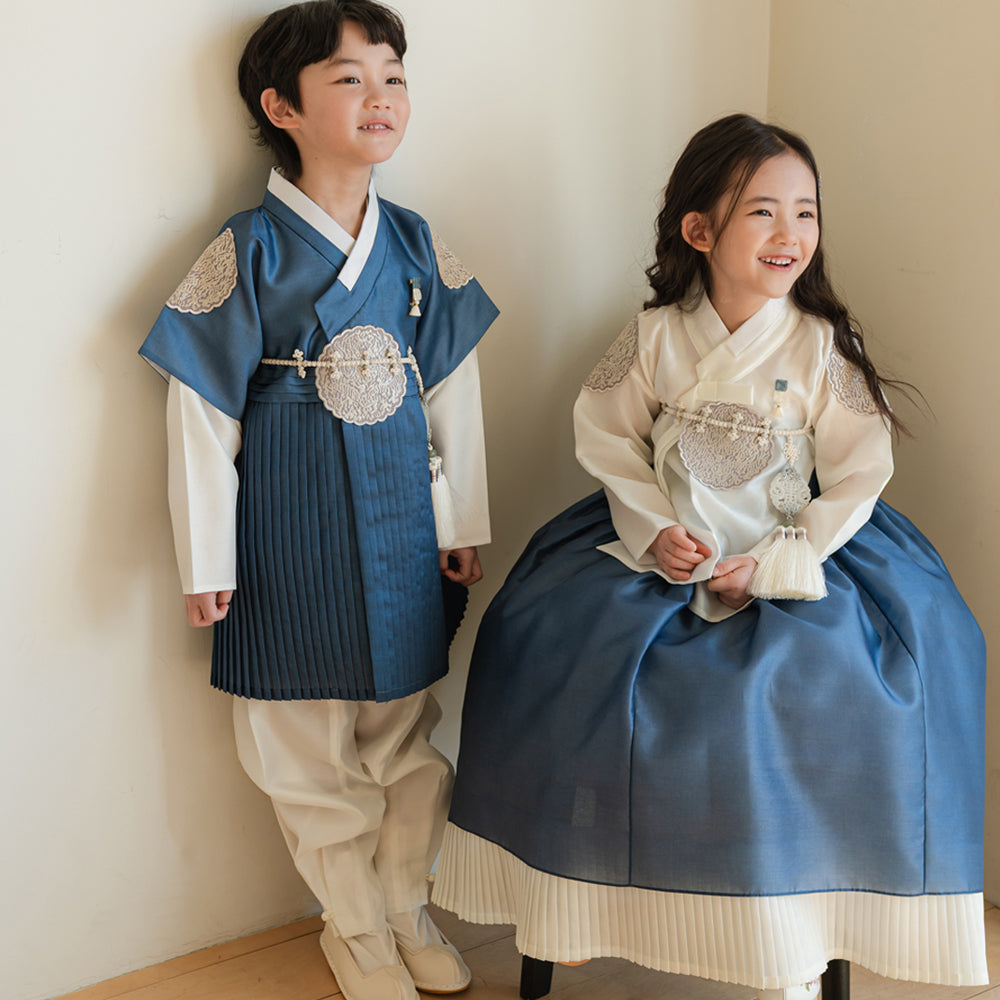 Sungbin Pleated Blue Girl Hanbok (100D-10YR)