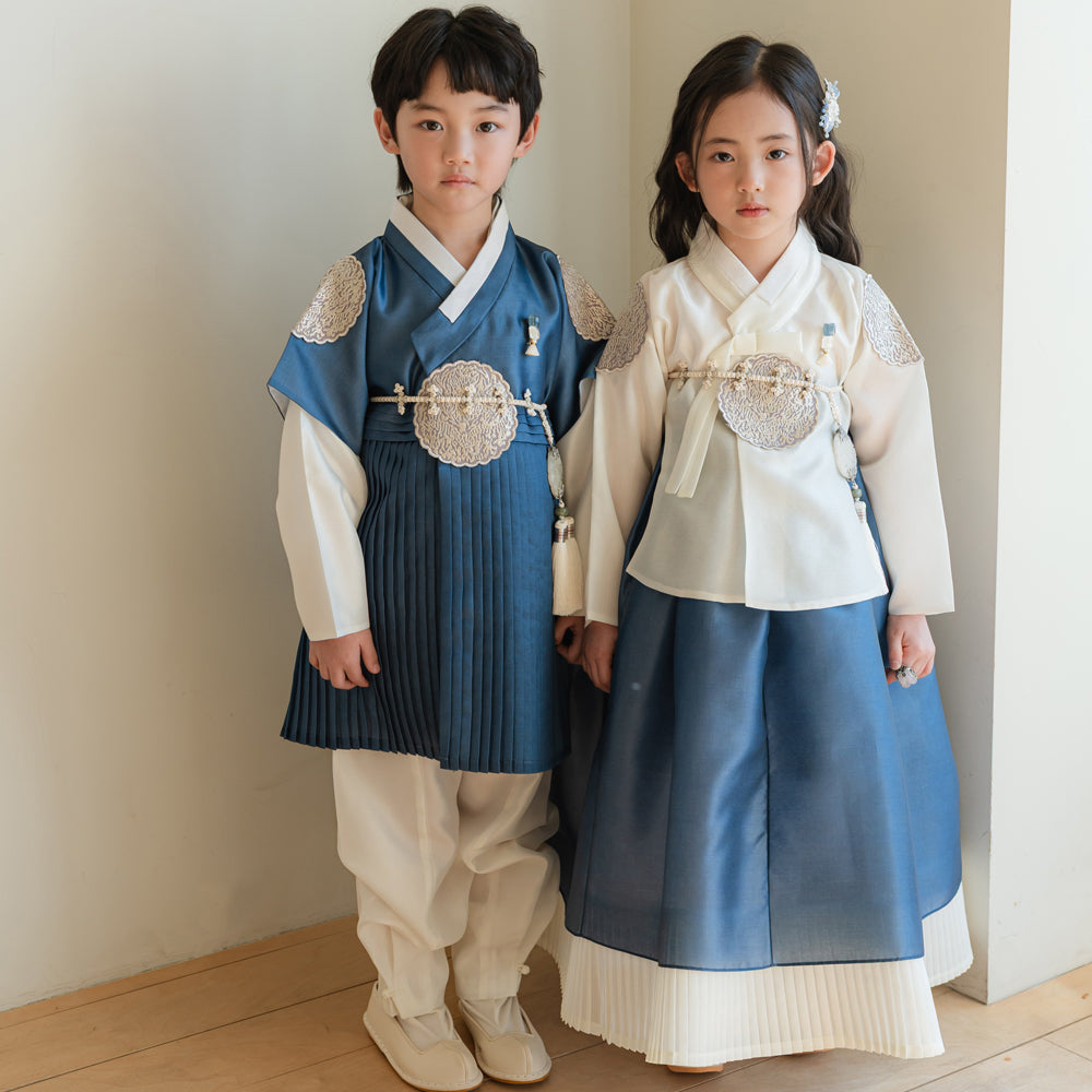 Sungbin Pleated Blue Girl Hanbok (100D-10YR)