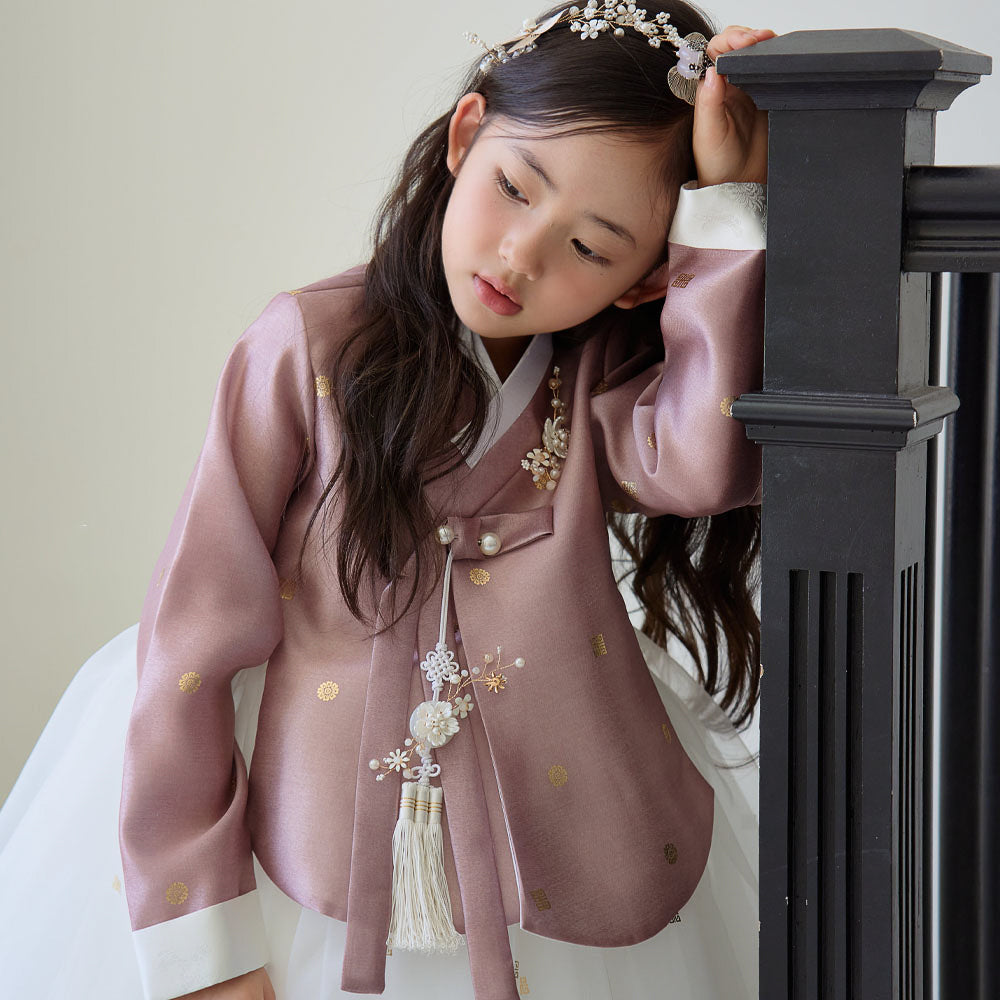 Won Brown White Dress Hanbok (1-8YR)