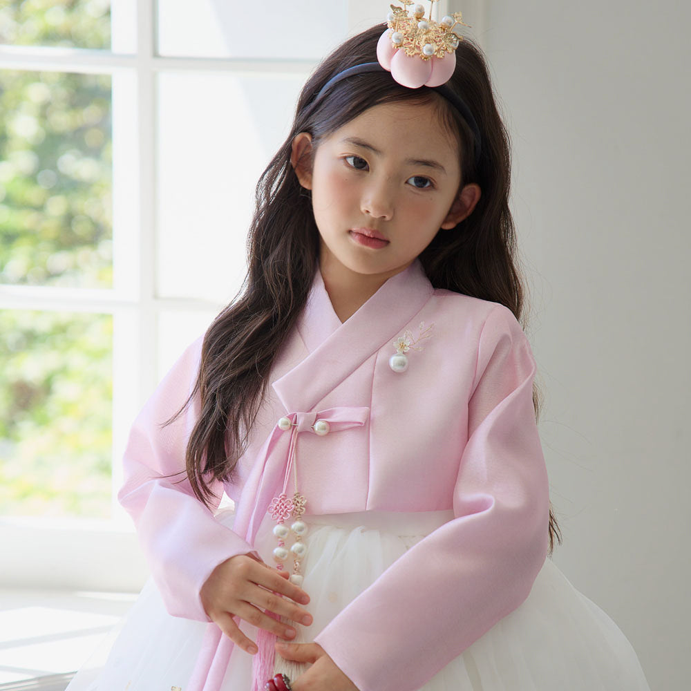 Won Pink White Dress Hanbok(1-8YR)