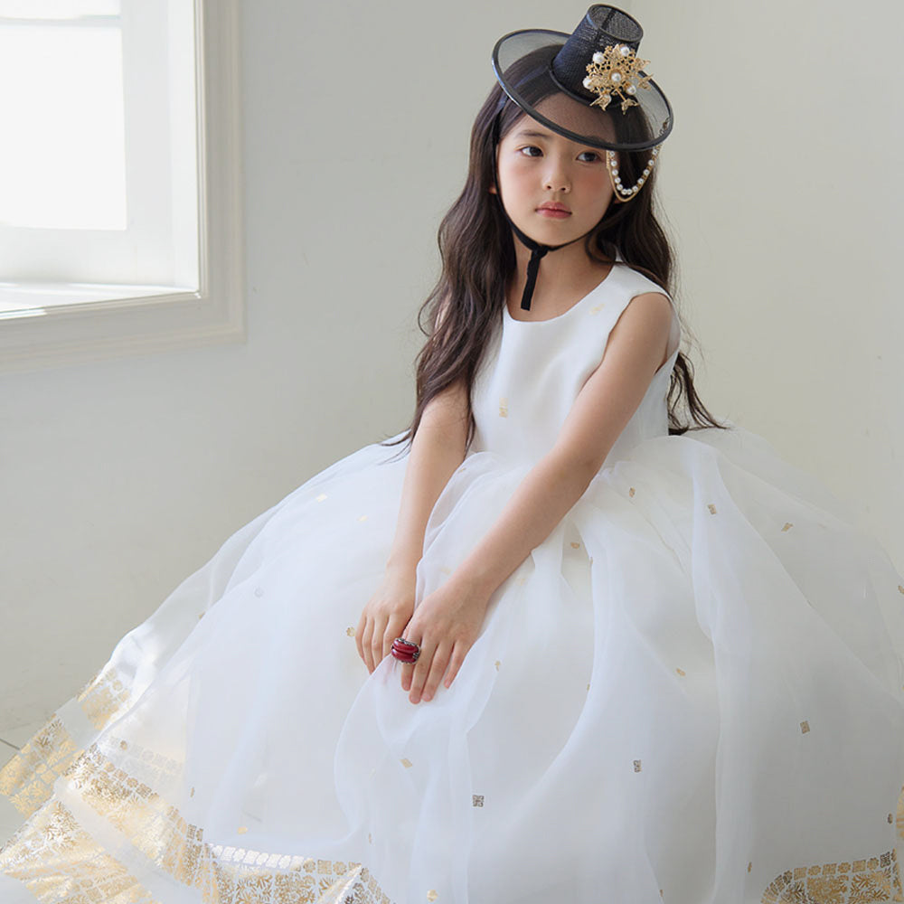 Won Brown White Dress Hanbok (1-8YR)