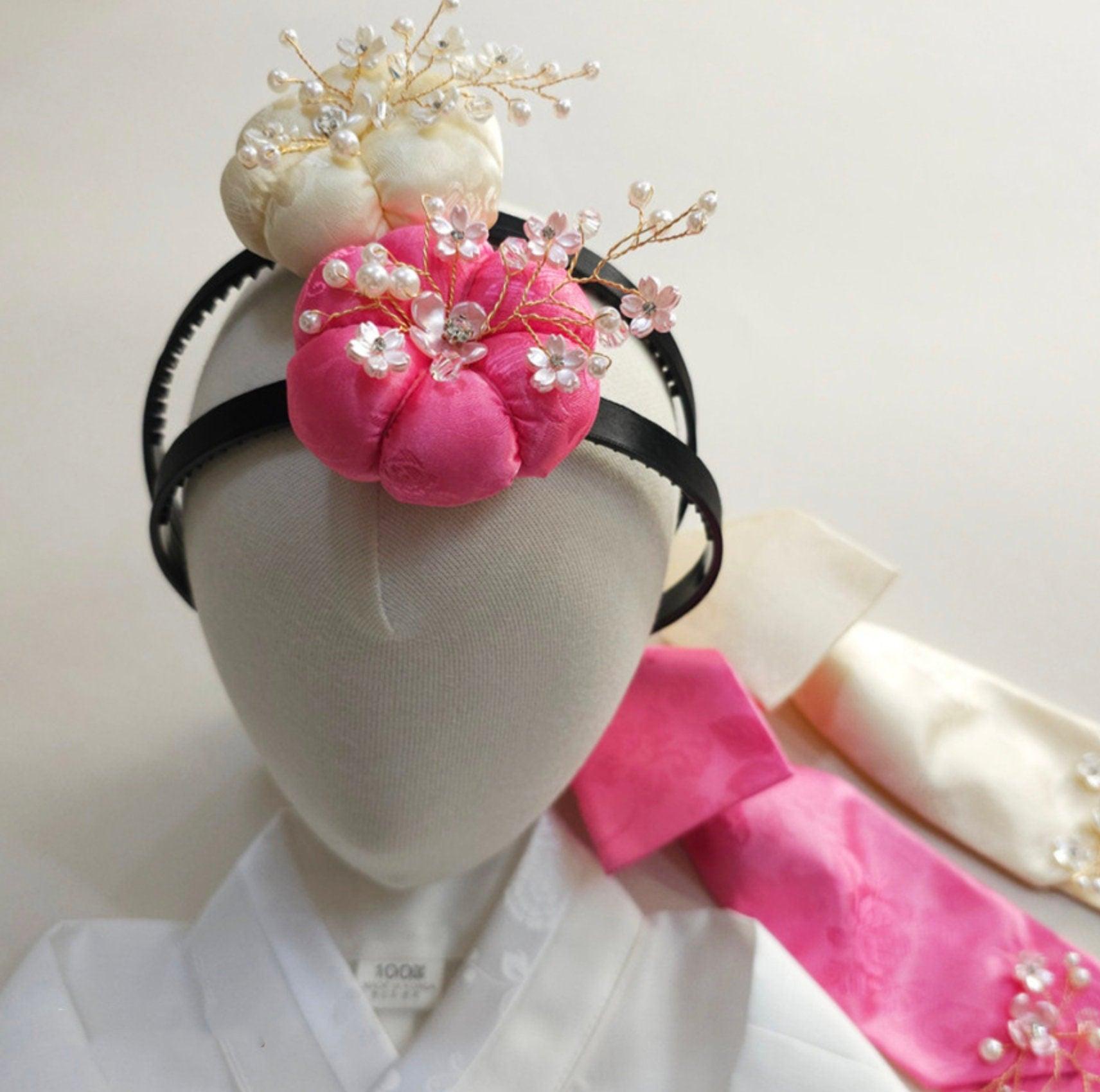 Beads Floral Pumpkin Headband - Native Korean