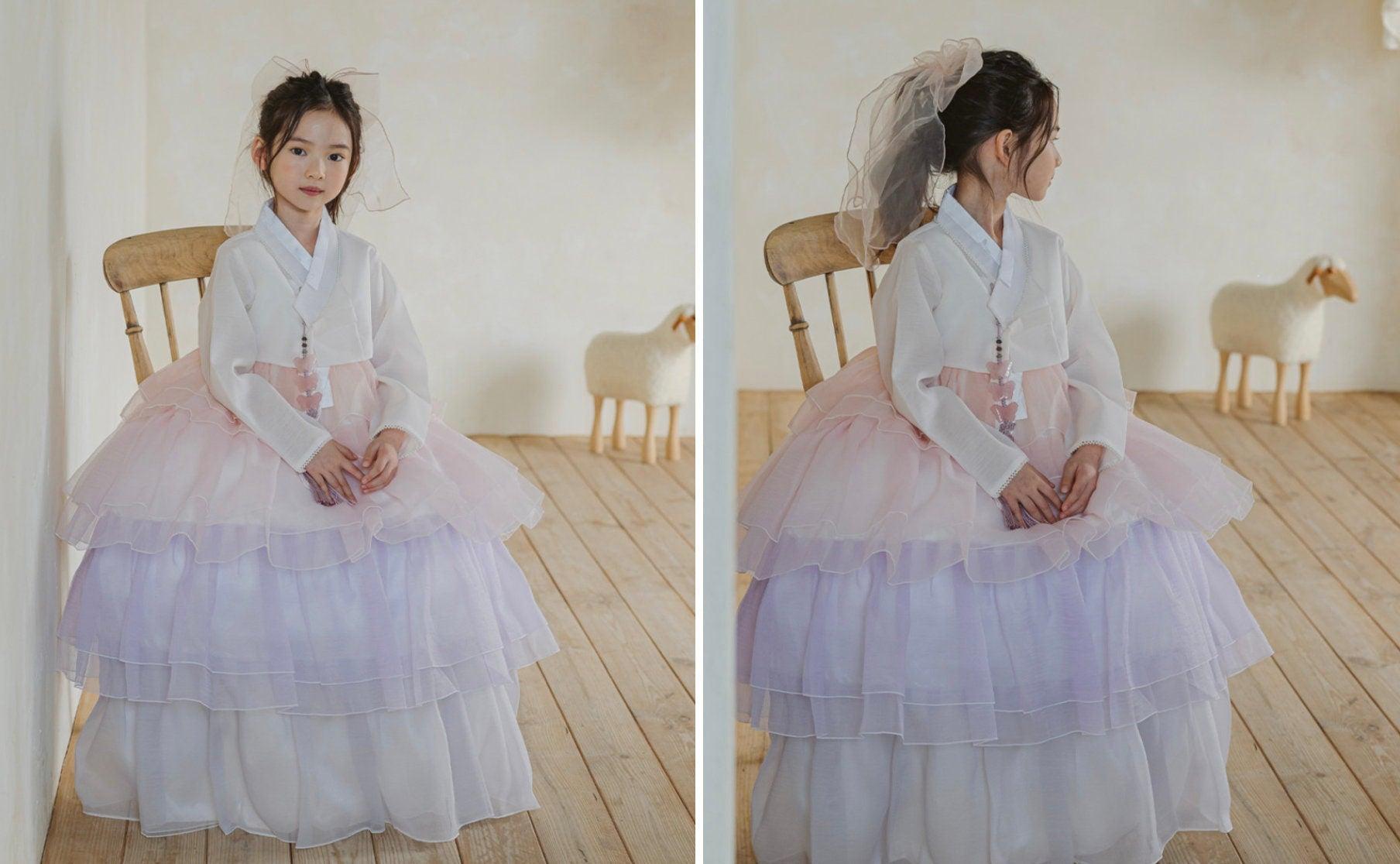 Bora Tulle Dress Girl Hanbok (1-10YR) - Native Korean