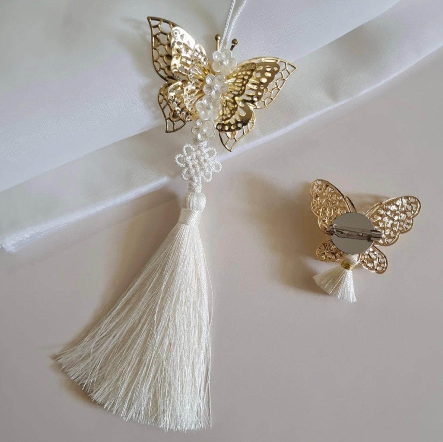 Butterfly Tassel Brooch - Native Korean