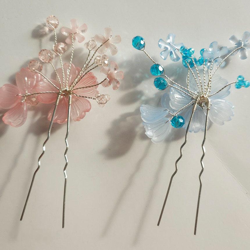 Crystal Bloom U Shape Hairpin - Native Korean
