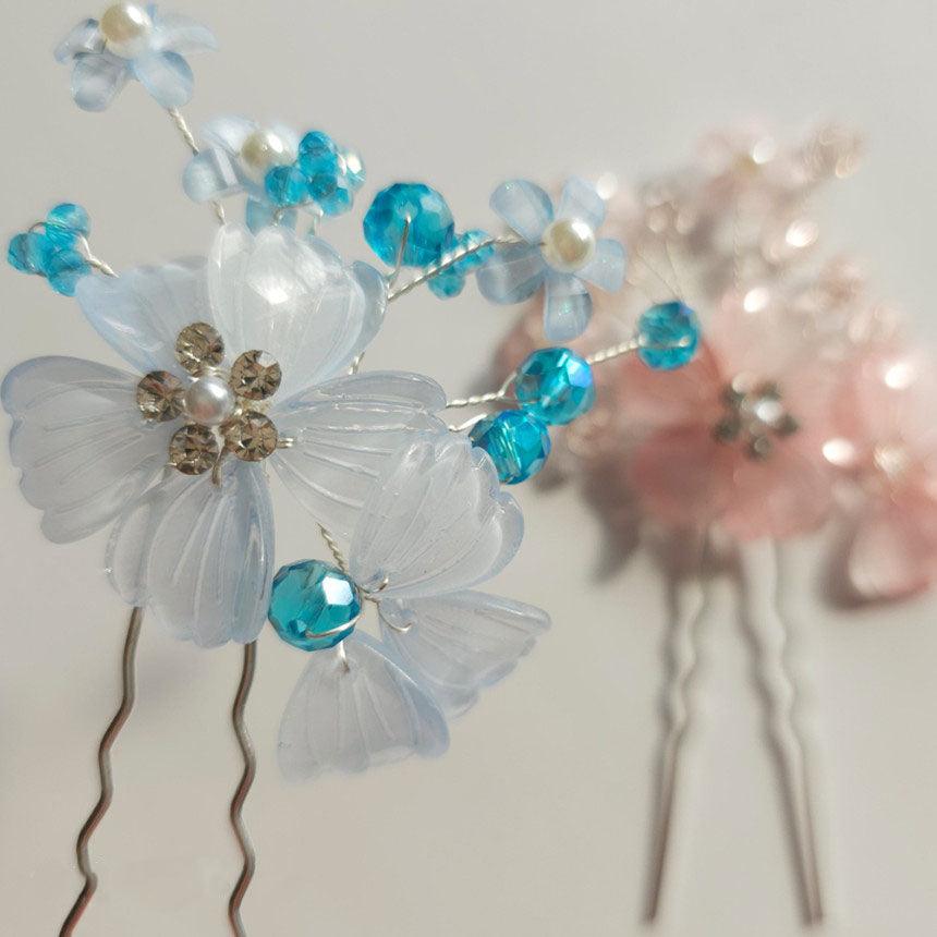 Crystal Bloom U Shape Hairpin - Native Korean